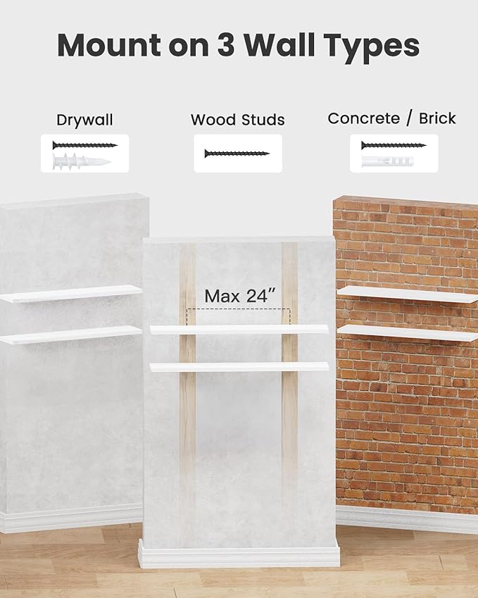 AMADA HOMEFURNISHING Floating Shelves Wall Mounted, 47 x 8 Inch Wall Shelves