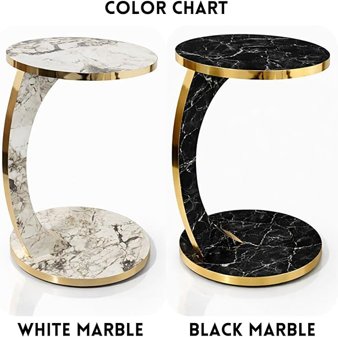 Luxury C Shaped Golden Effect Side Table