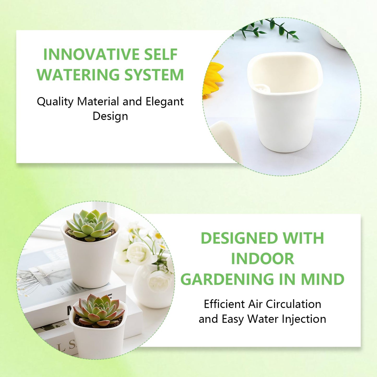 Orepzinc 20 Pcs 3 Inch Self Watering Pots Self Watering Planters for Indoor Plants Plastic Self Watering Plant Pot Garden Flower Pots with Water Level Indicator Vents for Herbs