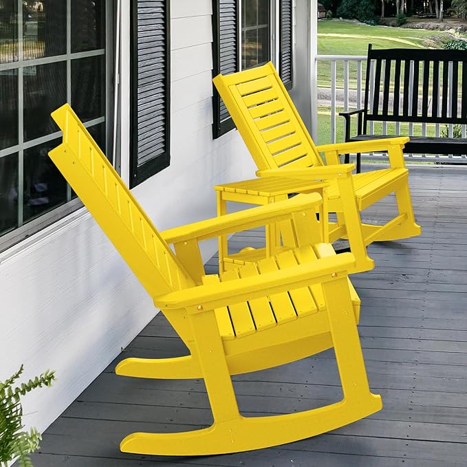 GREENVINES Outdoor Rocking Chairs | Set of 4 | Porch Rocker | HDPE Plastic |