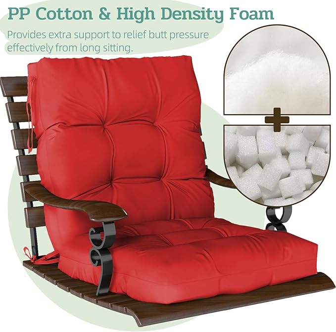 Outdoor Chair Cushions Set of 2, High Back Soft Seat Pad