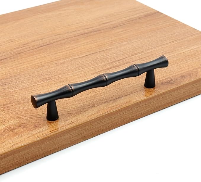 2PCS Bamboo Zinc Alloy Cabinet Handles, 3.8 Inch Hole Distance Black and Red