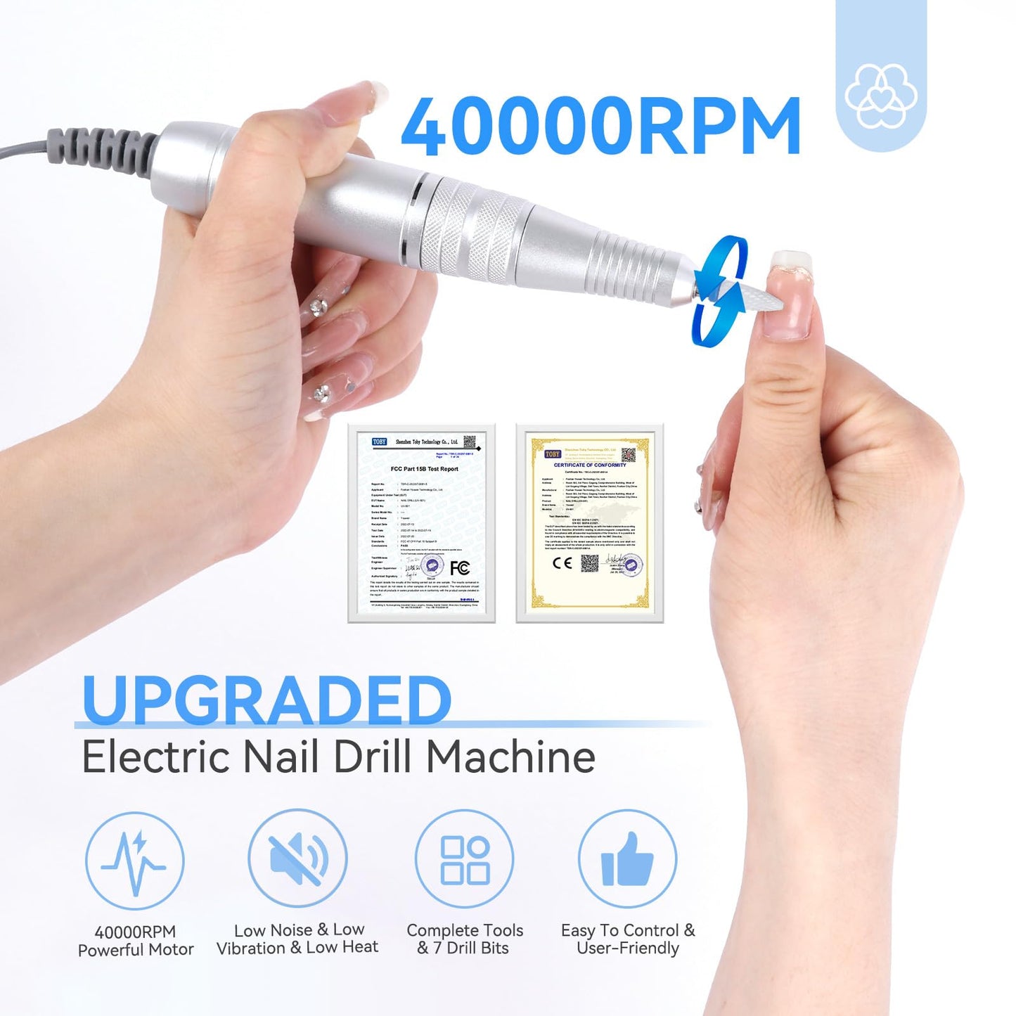 SAVILAND Electric Nail Drill Professional: 40000RPM Upgrad Nail Drill Kit 2025 Beautiful Gradient Sunset Color Scheme Nail D rill Machine Portable Nail File & Buffers Salon Use Manicure Pedicure