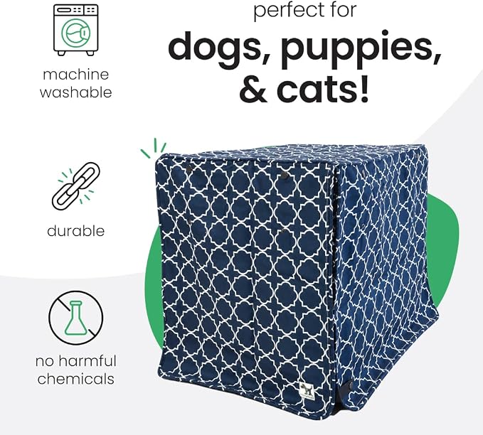 Molly Mutt Romeo & Juliet Dog Crate Cover, 100% Cotton Canvas Cover with 2 Roll-Up Panels, Ideal for Dog or Cat Crate, Durable, Washable, and Free of Harmful Chemicals, 42" x 28" x 31"