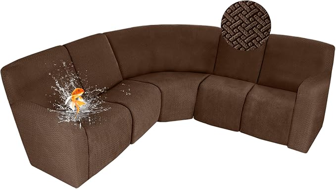 ALIECOM 100% Waterproof Recliner Sectional Couch Covers L Shape Stretch Corner
