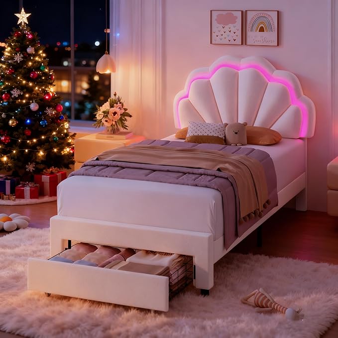 HIFIT Twin Upholstered Smart LED Bed Frame