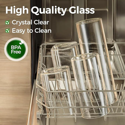 ComSaf 1.2 QT Glass Storage Containers with Lids, Glass Jars with Lids, Clear Food Jar, Square Canister Set of 6, Pantry Organizers and Storage for Cookie Flour Oat Pasta Tea Coffee Bean (Pack of 2)