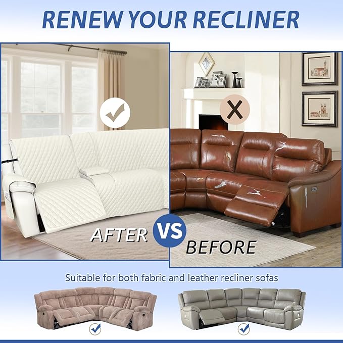 Arfntevss Recliner Sectional Couch Covers 1OO% Waterproof L Shape Sofa Cover
