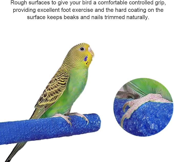 Petsvv 4 PCS Bird Perch Stand Toy, Wood Parrot Perch Stand Platform Paw Grinding Stick, Cage Accessories Exercise Toys Budgies Parakeet Cockatiel Conure Hamster Gerbil Rat Mouse