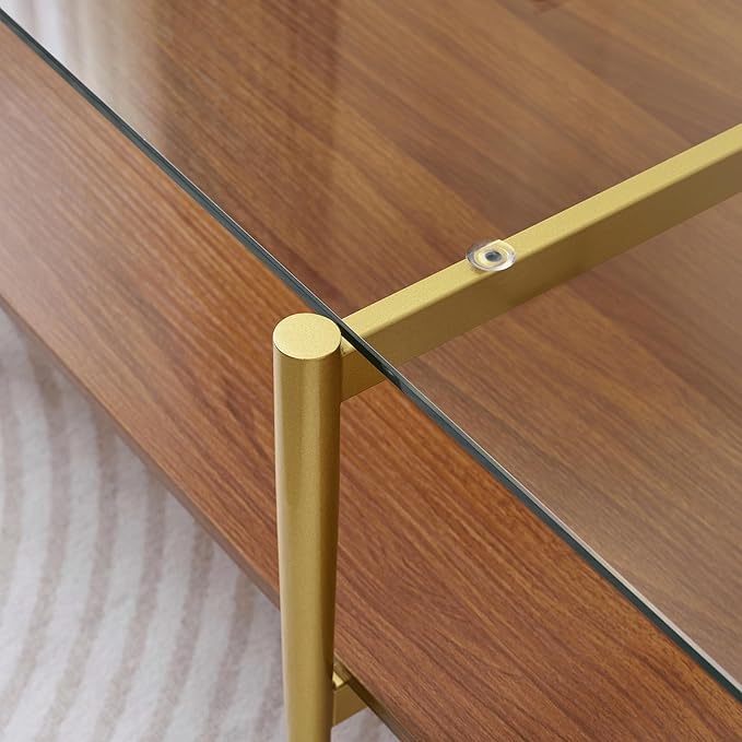 LumFurn X-Large Rectangle Glass Coffee Table, Mid-Century Modern Design