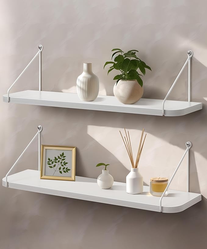 Afuly White Floating Shelves, 24 inch Long Shelves