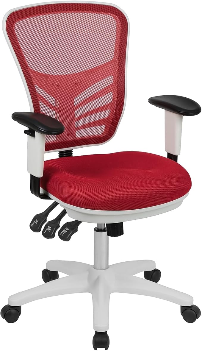 Flash Furniture Nicholas Mid-Back Red Mesh Multifunction Executive Swivel