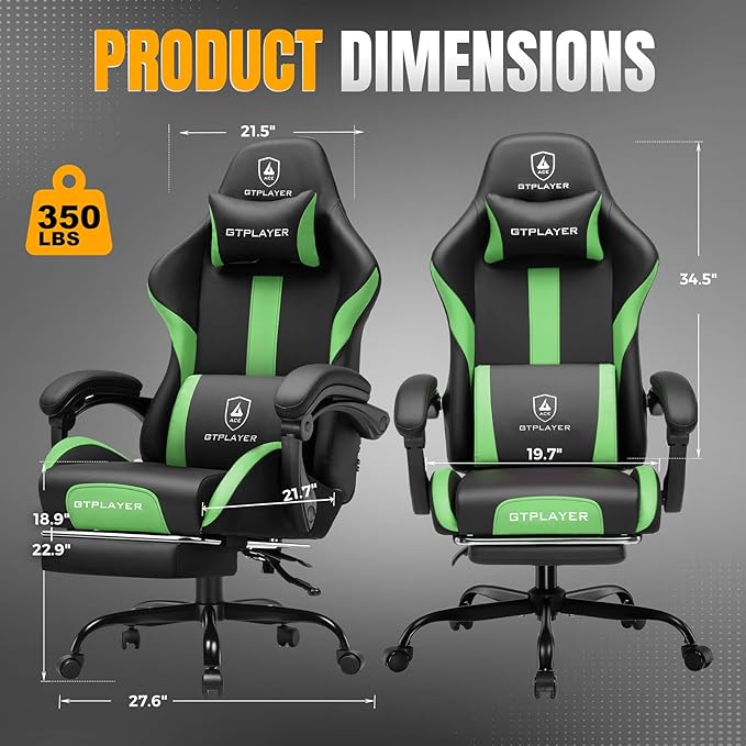 GTPLAYER Gaming Chair with Pocket Spring Cushion, Leather Office Chair with