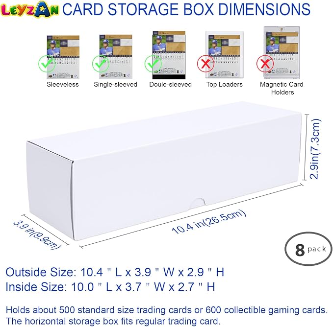 Trading-Card Storage Box, 8-Pack • 600 Count Corrugated Cardboard Storage with dividers & labels for TCG/Magic/Mtg storage and Collection, 10.4 INCH Horizontal