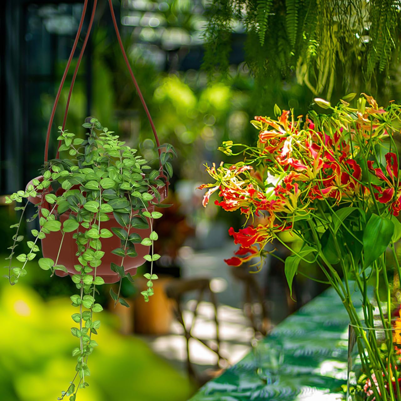 Sosoport Hanging Flower Pots 10 Pack Plastic Planters with Hooks 11.81X3.85X2.36 Inch Space-Saving Indoor Outdoor Balcony Garden Plant Containers