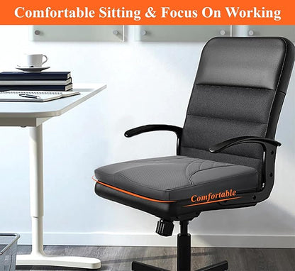 kingphenix Premium Car Seat Cushion, Memory Foam Driver Seat Cushion to Improve Driving View- Coccyx & Lower Back Pain Relief - Seat Cushion for Car, Truck, Office Chair (Leather Dark Gray)