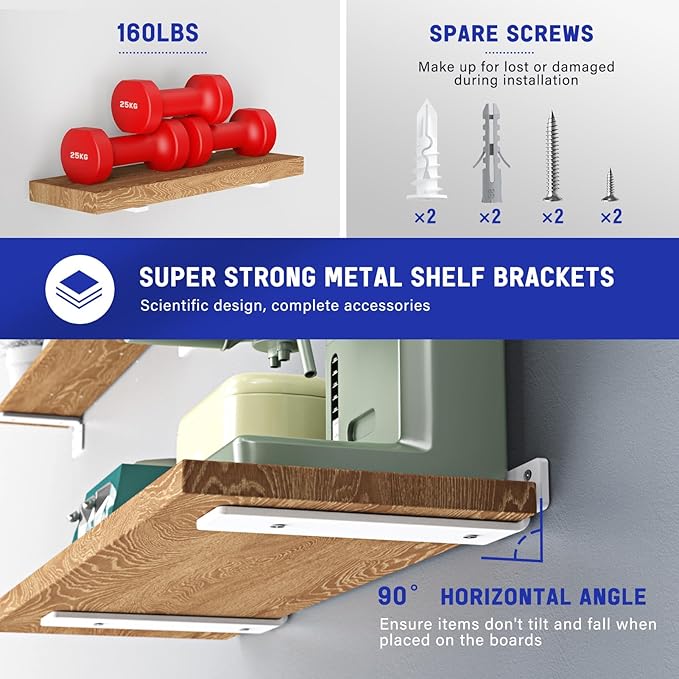 Goovilla Shelf Bracket, Heavy Duty Floating Shelf Brackets 12 inch Long
