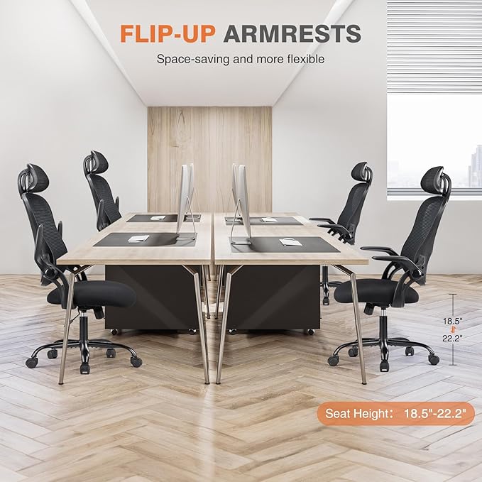Sweetcrispy Office Computer Desk Chair, Ergonomic High-Back Mesh Rolling Work