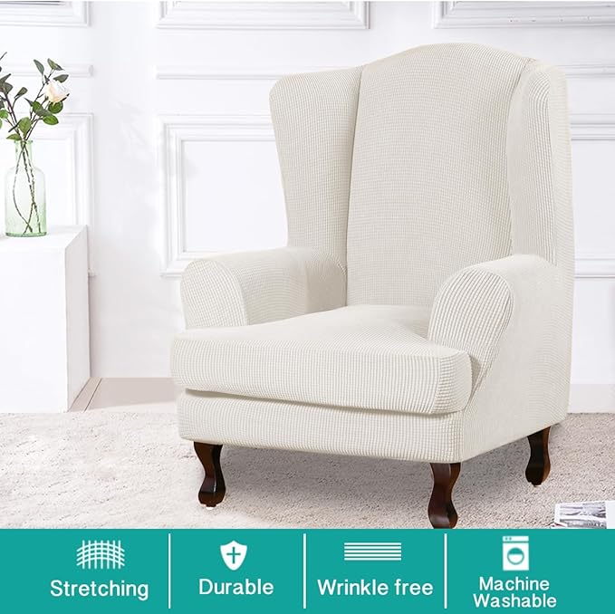 Turquoize Wingback Chair Covers 2 Piece Wing Chair Slipcover Stretch Slipcovers
