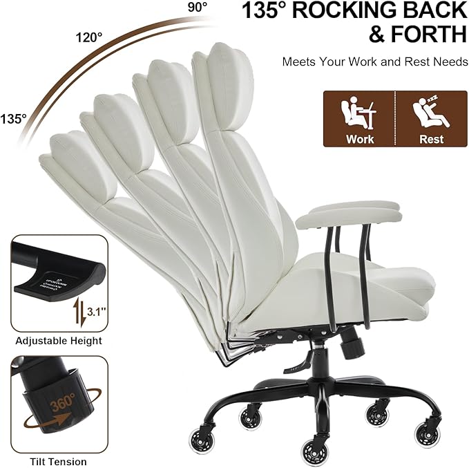 E-Motie Office Chair, Leather Desk Chair