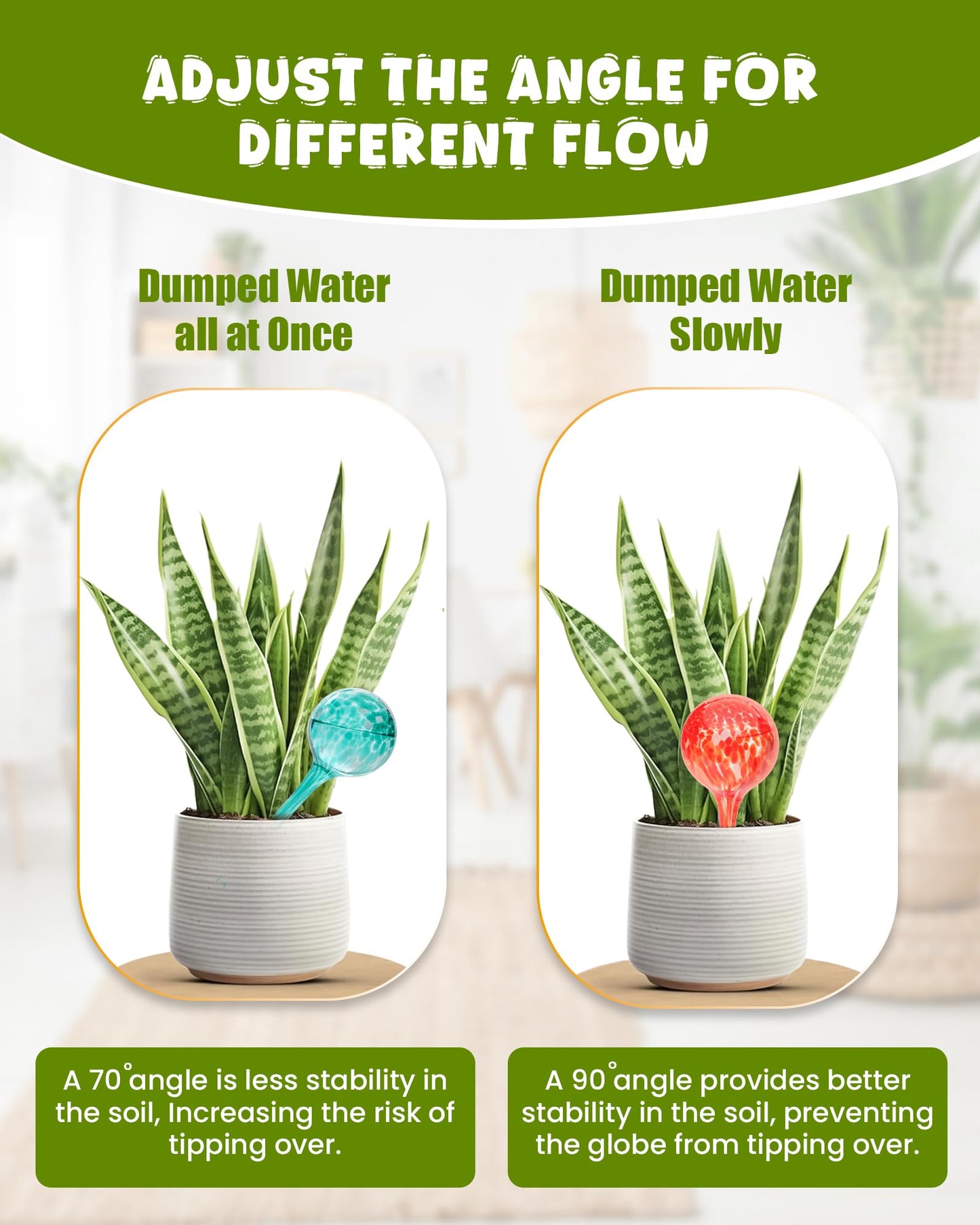 Iridescent Self Watering Globes, Glass Rainbow Plant Watering Globes, Self Watering Planter Insert, Automatic Plant Waterer Indoor (Small-6 Pcs Multi-Color)