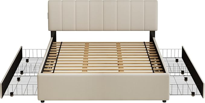 King Size Upholstered Platform Bed