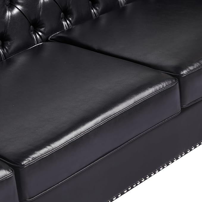 LEVNARY Chesterfield Chair Leather, Upholstered Sofa Chair