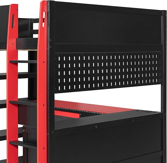Full Size Gaming Loft Bed with Integrated Desk & RGB LED Lights, Pro-Gamer Bunk