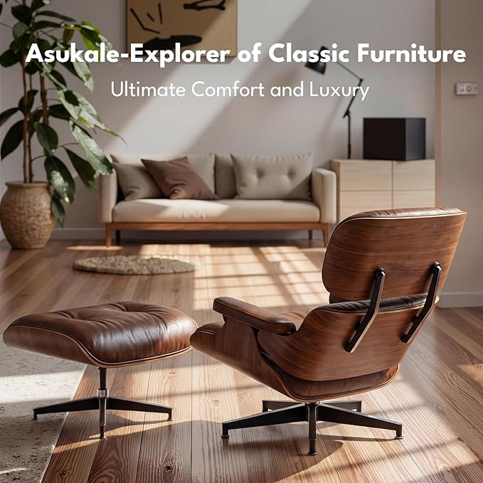 Top Grain Leather, Mid Century Chaise Lounge Chair and Ottoman, Reading Chair