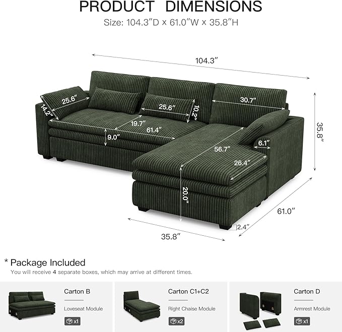 Belffin Large Modular Sectional Sofa