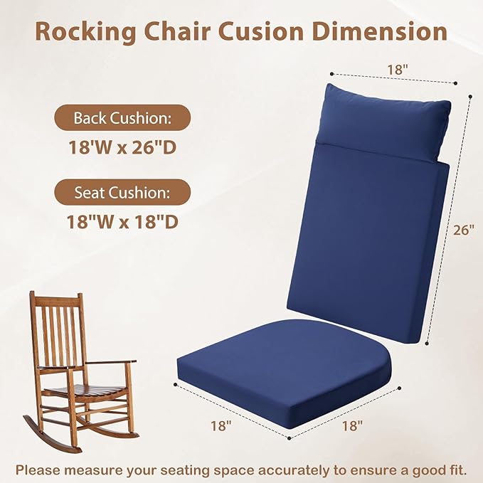 Waterproof Rocking Chair Cushions Outdoor & Indoor, Wooden Rocking Chair Pads