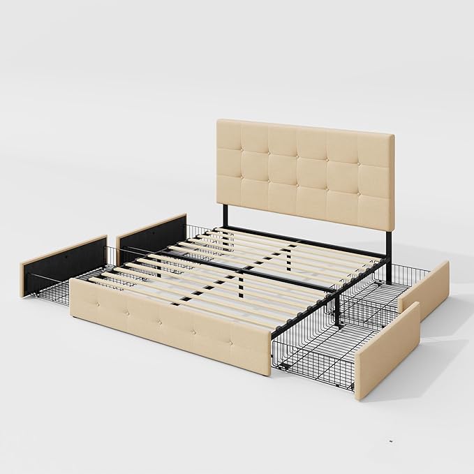 Allewie Upholstered Queen Size Platform Bed Frame