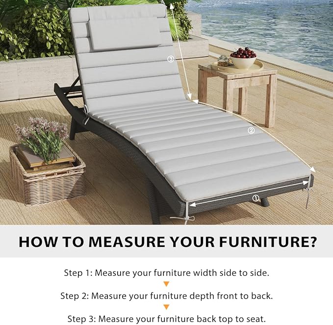 Sundale Outdoor Olefin Quilted Lounge Cushion Set of 4, Patio Foldable Chaise