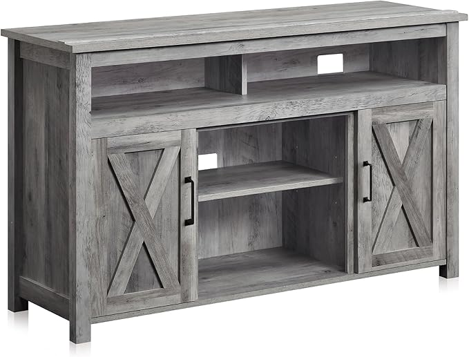 BELLEZE Modern 48 Inch Barn Door Wood TV Stand & Media Entertainment Center