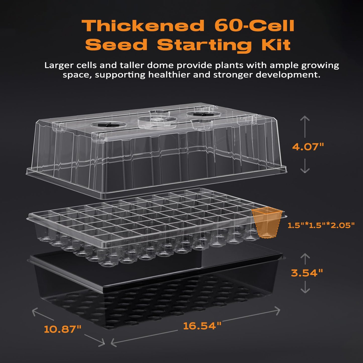 Patigrow 120-Cell Self-Watering Seed Starter Tray with Grow Light, Seed Starter Kit with 4.07” Humidity Dome, Indoor Seedling Starter Tray, Seed Starting Trays for Plant Germination, Seeds Growing
