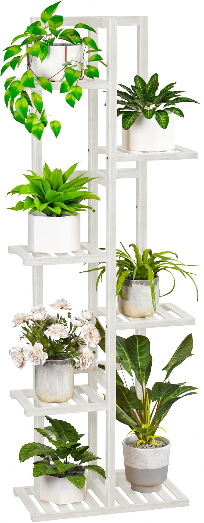 ROMGUAR CRAFT 6 Tier Bamboo Plant Stand Indoor, Wood Tall Flower Holder Corner