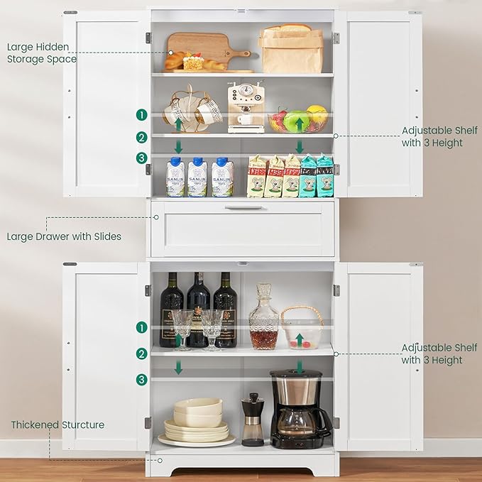Iwell 67" Tall Storage Cabinet, Rattan Cabinet