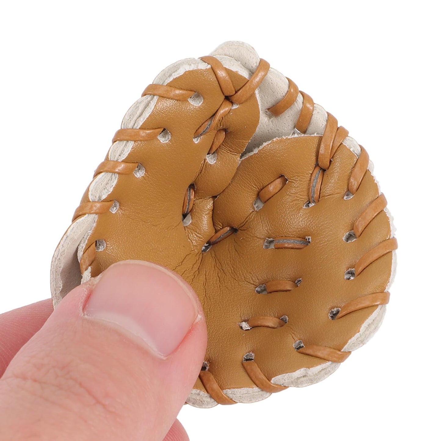 SHINEOFI 2 Sets Miniature Baseball Bats Gloves Kit Baseball Cake Topper Decoration Mini Sports Wooden Bat Leather Glove and Ball Set for Dollhouse Micro-Landscape Crafts Project Accessories, Khaki