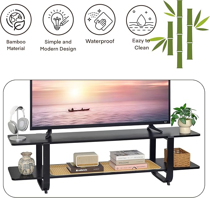 Bamboo TV Stand for TVs up to 65", Accent Entertainment Center
