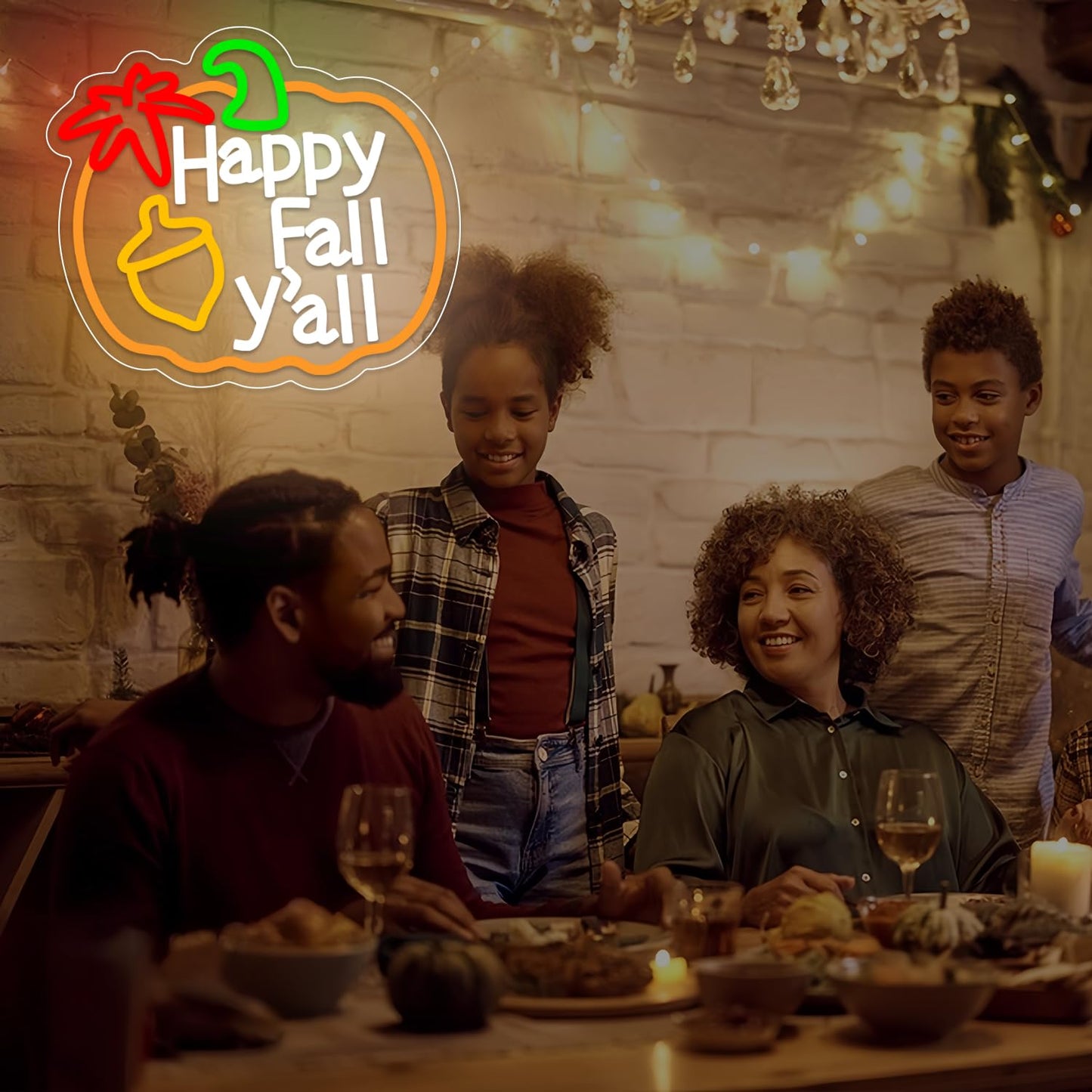 Happy Fall Y'all Neon Sign,Thanksgiving Pumpkin Neon Sign Thanksgiving LED Neon Light Sign Thanksgiving Decorations for Autumn Room Bedroom Table Wall Decor Kids Holiday Gift USB Powered