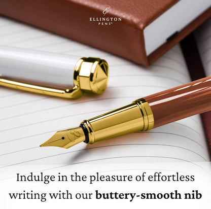 Luxury Fountain Pen Set- Fountain Pens for Writing - Smooth Extra Fine Nib - Includes Refillable Ink Converter, 3 Ink Cartridges [Black & Blue], Gift Box - Elegant Calligraphy
