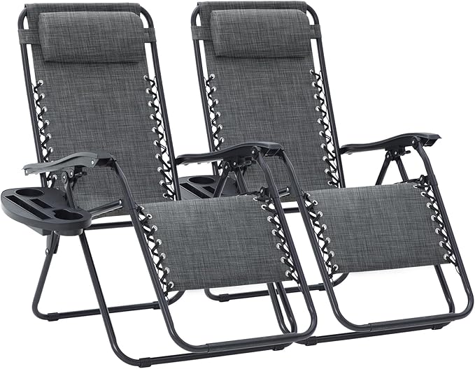 JEAREY Oversized Zero Gravity Lounge Chairs Set of 2, Adjustable Steel Mesh