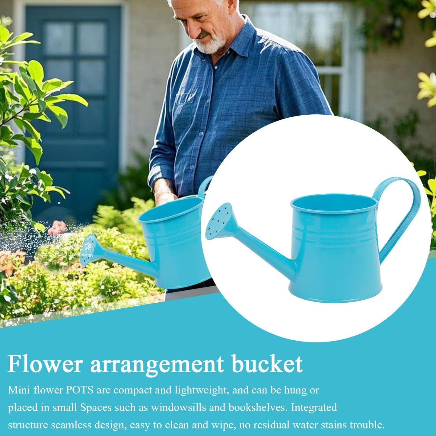 Garden Watering Can - 1L Metal Plant Pot, Long Spout Water Jug, Decorative Flower Container | Watering Bucket for Indoor Plants Outdoor Garden Balcony Patio Greenhouse Lawn Flower Tasks