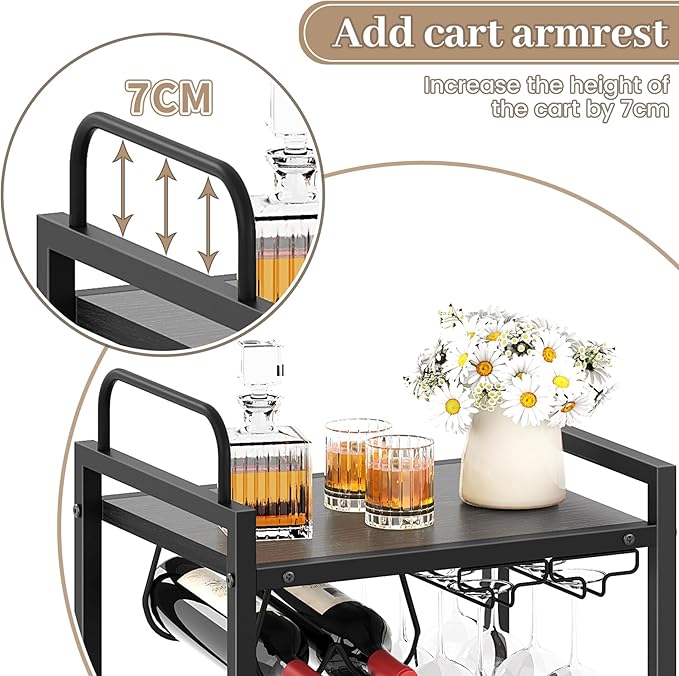 Bar Cart for The Home, 3 Tier Kitchen Carts