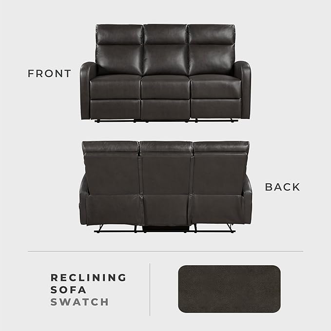 Lexicon Manual Reclining Sofa, Faux Leather Recliner Sofa, Wall Hugger