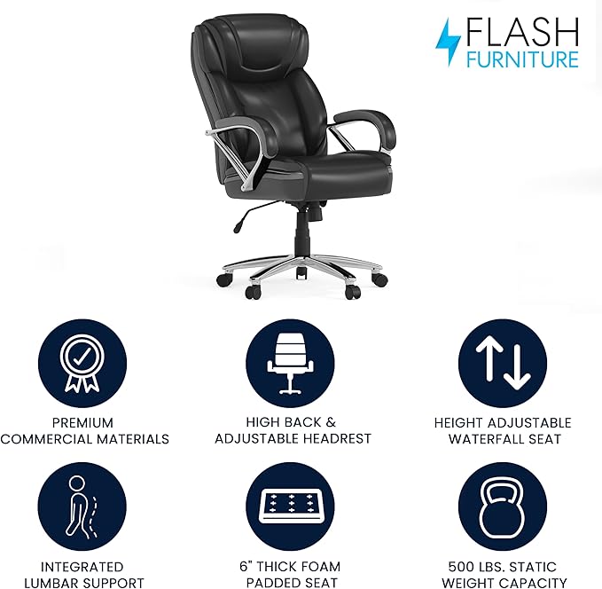 Flash Furniture HERCULES Series Big & Tall 500 lb. Rated Black LeatherSoft