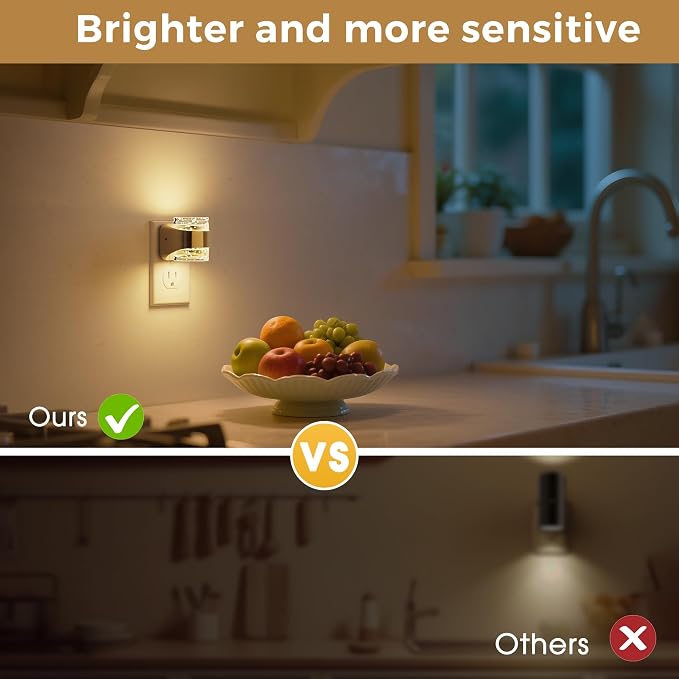L LOHAS LED Night Light, 2 Pack 3000K Bubble Night Lights Plug into Wall, Acrylic Night Lights with Light Sensor, Adjustable Brightness,Plug in Nightlights for Rooms Bathroom Hallway