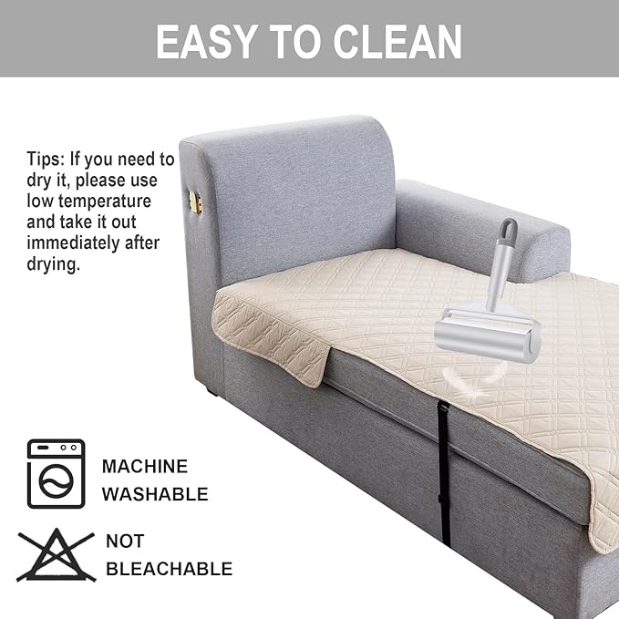 Genina L Shape Couch Cover, Sectional Couch Chaise Covers, Waterproof Washable