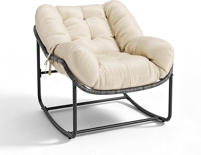 GarveeLife Outdoor Lazy Rocking Chair, Single Metal Rocker