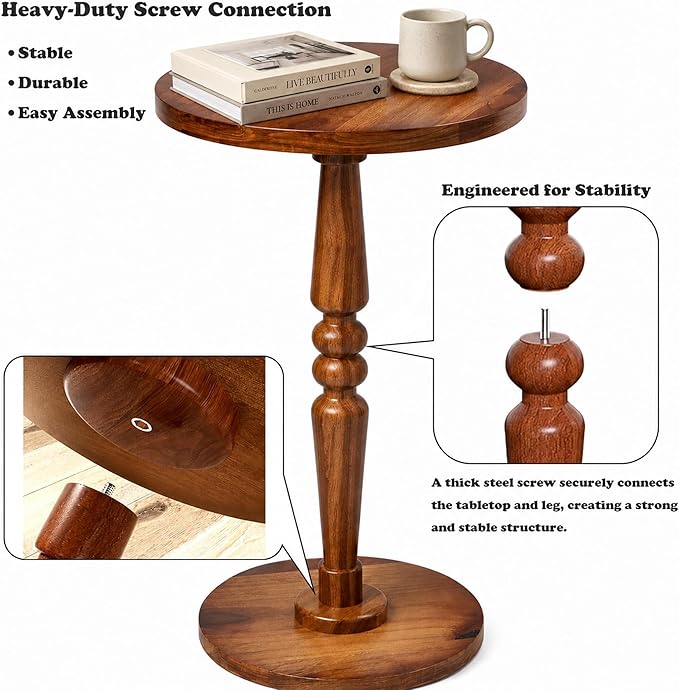 Small Wooden Round Side Table
